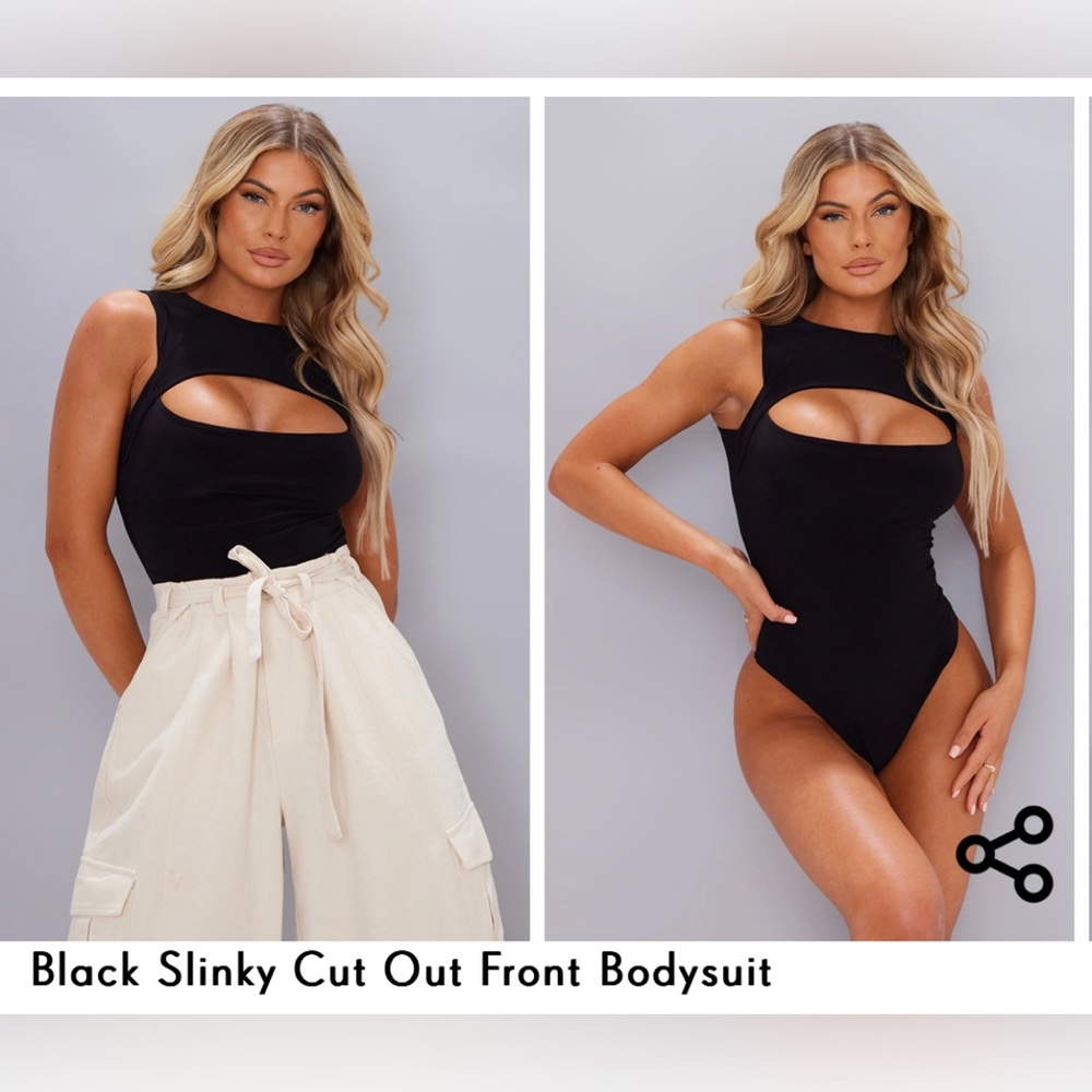 Black Slinky Cut Out Front Bodysuit